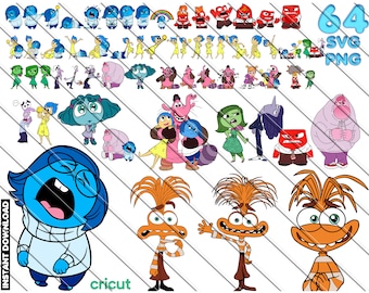 Inside Out Layered SVG - PNG : 64 Character Designs (Digital Files)
