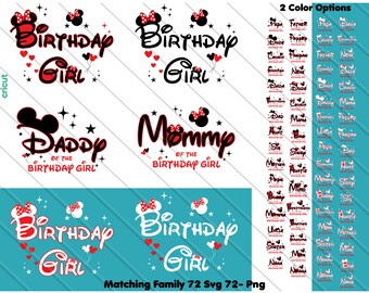 Minnie Mouse Birthday Girl SVG Bundle: Matching Family Iron-On (Digital Download)