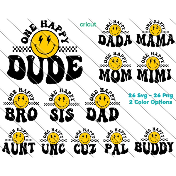 Matching Family Birthday, One Happy Dude SVG Bundle, One PNG, One Birthday Svg, First Birthday, 1st Birthday Svg, One Year Old Svg