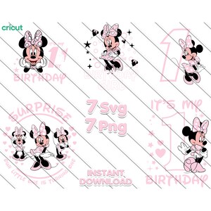 Minnie Maus Svg, Minnie Maus Svg für Cricut, Minnie Maus Png, Clip Art, Bilddateien, 1.Geburtstag, Minnie Maus 1.Geburtstag