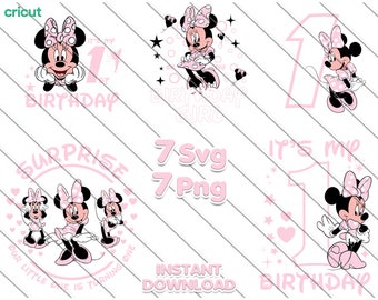 Minnie Mouse 1° compleanno SVG PNG Clipart (download digitale)