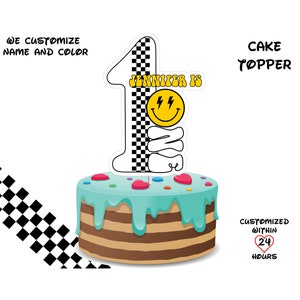 Personalized One Happy Dude Cake Topper: Smiley Face First Birthday (PNG Digital Download)