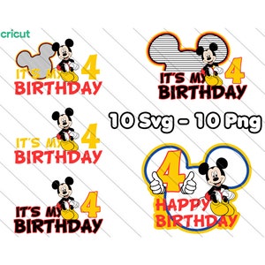 Topolino in formato Svg, 4° compleanno in formato Svg, Topolino per torta, 4° compleanno, Topolino 4° compleanno, Topolino per torta del 4° compleanno