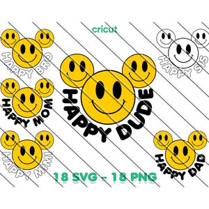 Pacote Svg de um cara feliz, pacote Png, Svg de aniversário de família correspondente, carinha sorridente, primeiro aniversário de menino, Svg, Png, Cricut