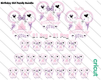 Bundle Birthday Girl Family Svg, Happy Birthday Svg, Birthday Squad, Svg For Cricut, Minnie Svg, Png, Family Bundle Birthday Girl Svg, Png