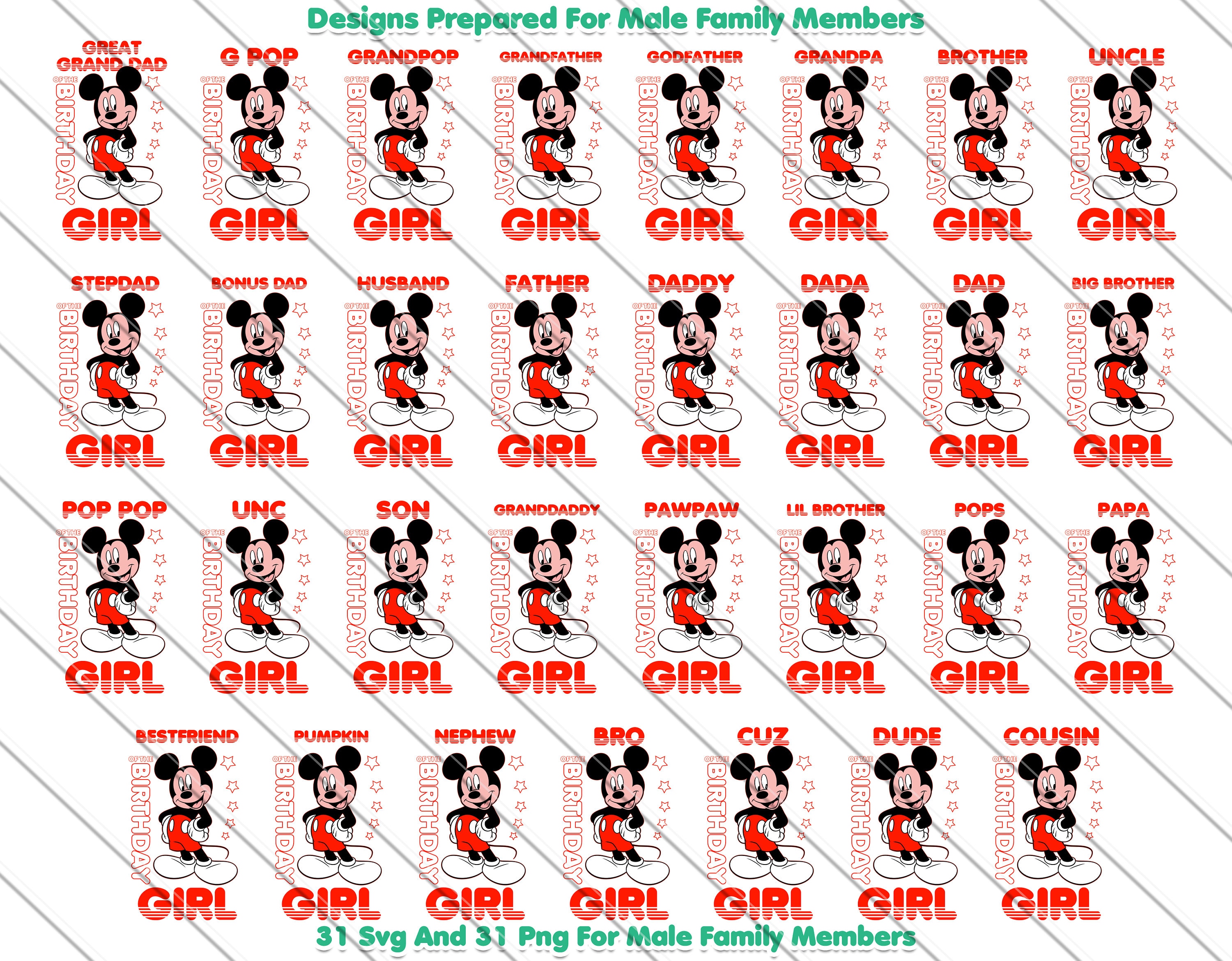 Red Minnie Birthday Girl SVG Bundle: Matching Family Designs