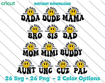 Paquete SVG "One Happy Dude": Cumpleaños familiar a juego (descarga digital)