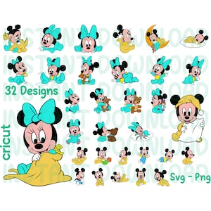 Bebé Minnie Mouse svg, bebé Mickey Mouse svg, bebé Minnie y Mickey Party svg, svg para cricut, cumpleaños svg, descarga instantánea, cortar archivos