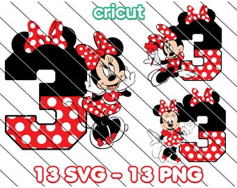 Minnie Mouse 3rd Birthday SVG PNG Clipart (Digital Download)