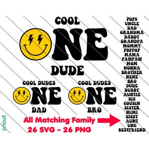 One Cool Dude, Matching Family Birthday Svg,Png, Cool Dudes