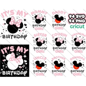 Minnie Mouse Svg, cumpleañera familia svg, Minnie Mouse svg para Cricut, Minnie Mouse png, paquete familiar cumpleañera svg, png