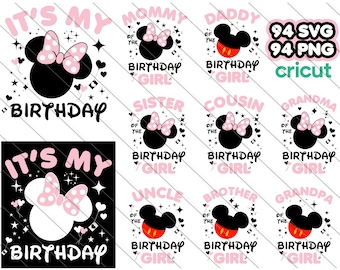 Minnie Mouse Birthday Girl Family SVG Bundle (Digital Download)