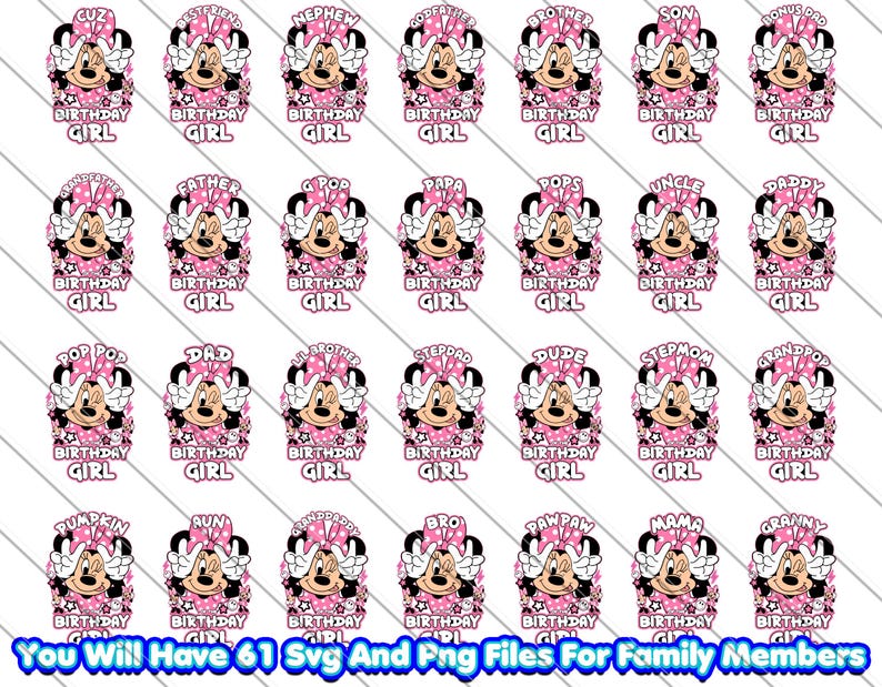 Matching Family, 
Minnie Mouse,
minnie Birthday Girl,
Birthday Girl,
 Bundle,
Disney,
family members, 
shirt svg,
Birthday Girl svg,
Birthday Girl Bundle,
digital download,
 digital product,
 instant download