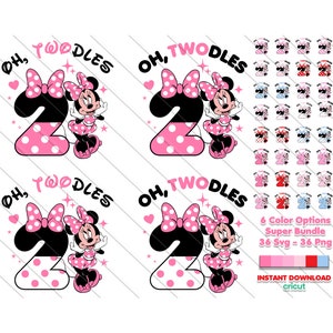 Oh Twodles Svg, Cricut Svg, Clipart, Svg en capas, Svg imprimible, PNG, Minnie Mouse, Descarga instantánea, Archivos Svg de camiseta