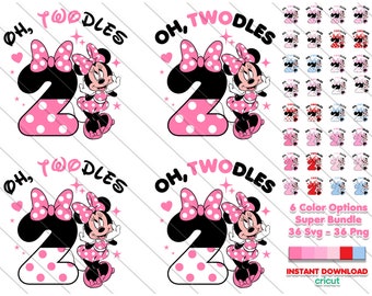 Oh Twodles Svg, Cricut Svg, Clipart, Layered Svg, Printable Svg, Png, Minnie Mouse, Instant Download, Shirt Svg Files
