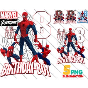 Arte digital do 8º aniversário do Homem-Aranha, kit de festa de super-heróis, topo de bolo do Aranha, download instantâneo, comemoração infantil, menino de 8º aniversário