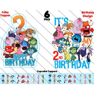 Inside Out 2nd Birthday Cake Topper PNG (Digital Download)