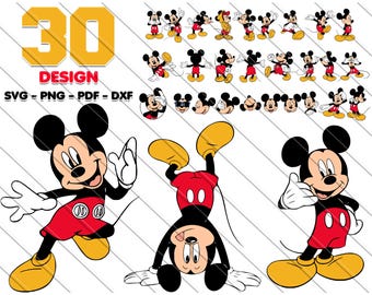 Lot Mickey Mouse SVG : 30 dessins de dessins animés (téléchargement numérique)