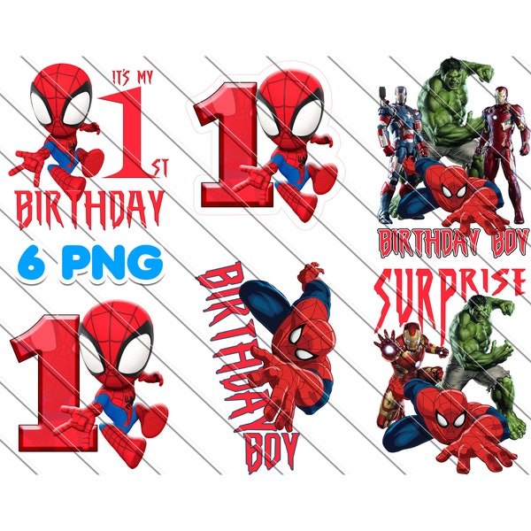 1st Birthday, Birthday Boy Png, Spider-man Birthday, Spidey and his Amazing Friends PNG Images, Spidey Cake Topper, Instant Download