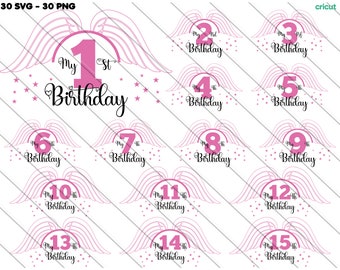 Geburtstag SVG Bundle: Nummeriert Clip Art (Digitaler Download)