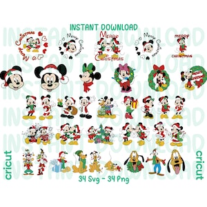 Minnie Mouse Svg, Minnie Mouse Svg pour Cricut, Noël Minnie et Mickey Mouse Bundle, Noël chemise svg, Noël Mug Svg