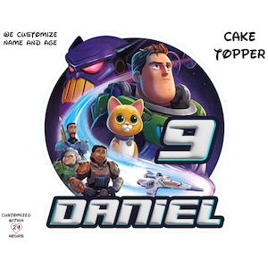 Personalized Lightyear Birthday Cake Topper: Buzz & Sox (Digital Download)