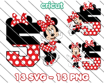 Minnie Mouse 5th Birthday SVG PNG Clipart (Digital Download)