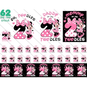 Oh Twodles, Pasująca rodzina, Minnie Birthday Girl, Pakiet Birthday Girl Family Svg, Minnie Mouse Png, Oh Twodles Family Members