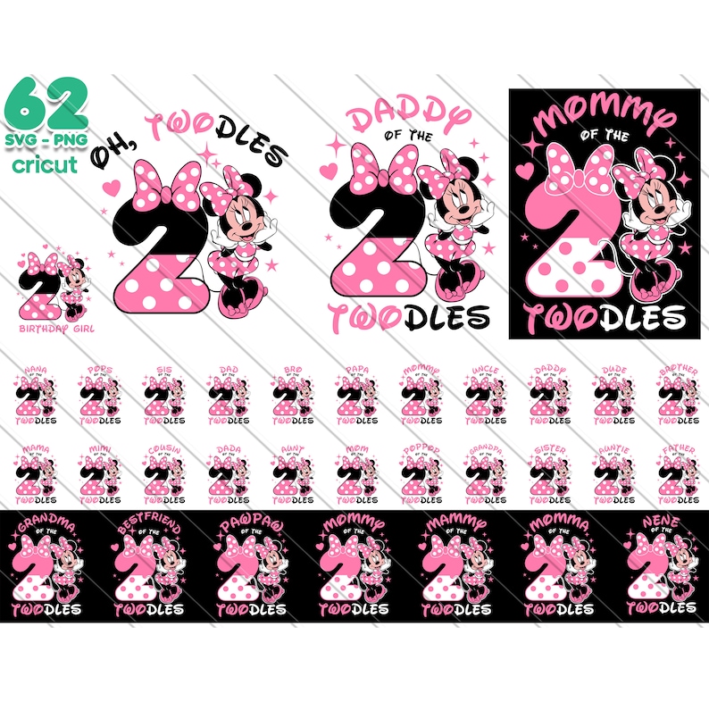 Minnie Oh Twodles, Oh Twodles, Minnie SVG, Oh Twodles SVG, Matching Family, Birthday Bundle, Family Bundle, Birthday Girl Family, baby girl svg, family vacation svg, birthday girl svg, birthday shirt, family members, Minnie Oh Twodles, Oh Twodles,