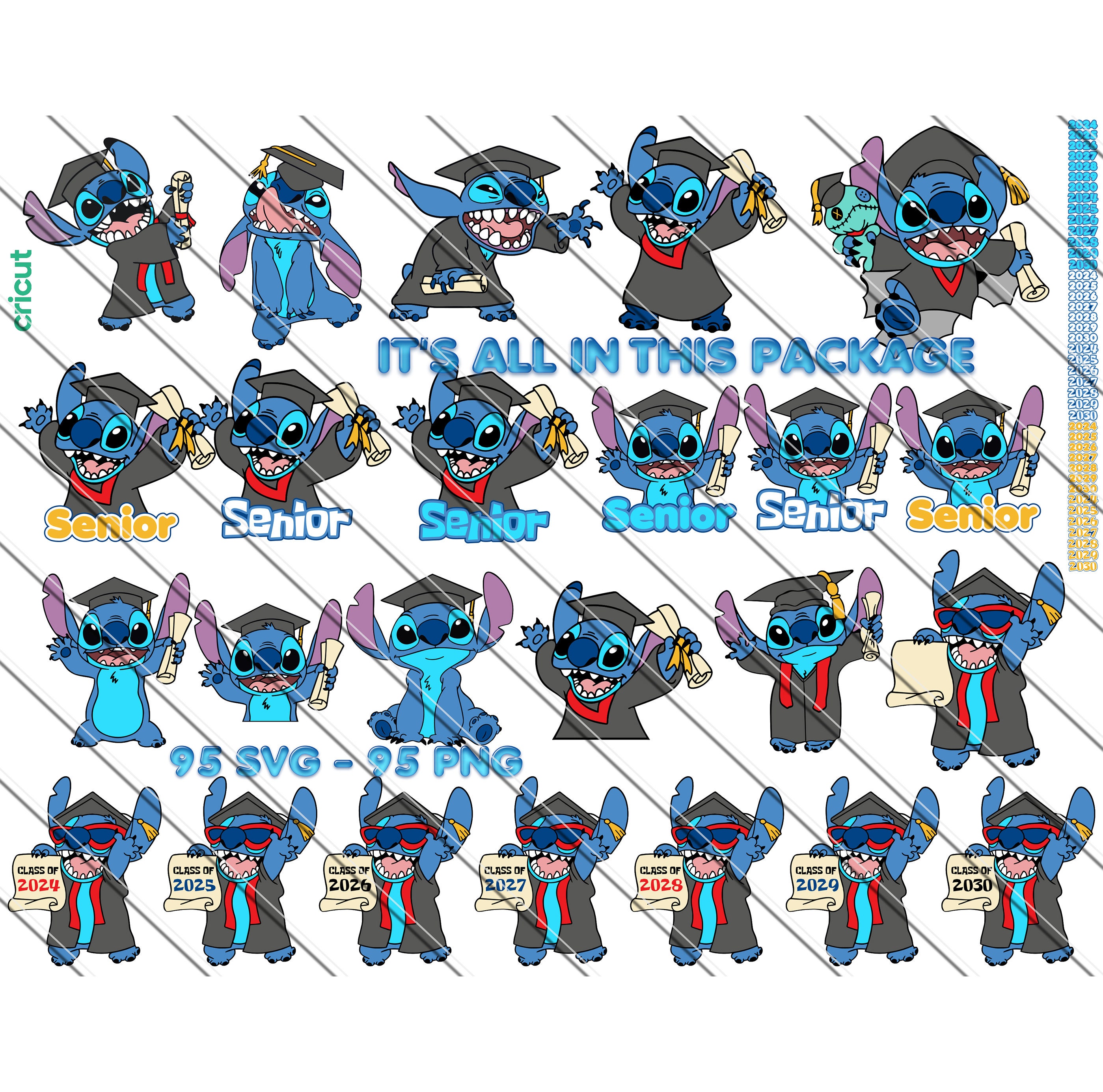 Stitich Graduation Stitch Graduation SVG PNG Bundle: Class of 2025 - 2026 - 2027 (digital ...