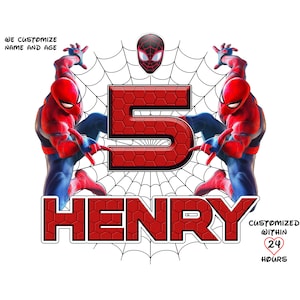 Personalized Spiderman-themed birthday PNG