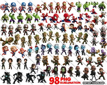 Avengers PNG Bundle: Superhero Graphics for Sublimation (Digital Download, 98 Files)