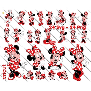 Mouse Minnie rosso Svg, Png, Minnie Mouse per Cricut, vestito rosso, clip art, file di immagine