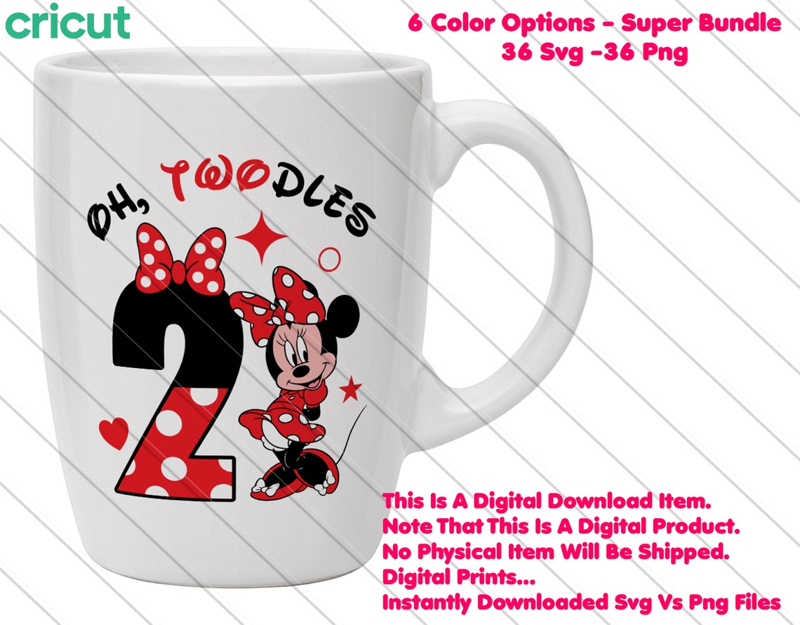 Oh Twodles Minnie Mouse SVG, PNG: 2nd Birthday Shirt (digital Download ...