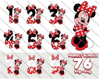 ミニーマウスの数字 SVG PNG: 赤い水玉模様のクリップアート (デジタル