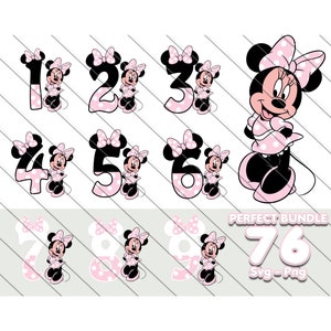 Minnie Mouse chiffres Svg, Png, Minnie Mouse Svg, Svg Minnie Mouse pour Cricut, Minnie Mouse Png, Minnie Mouse rose