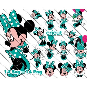 Minnie-Maus-Svg, Minnie-Maus-Svg für Cricut, Minnie Maus Png, Minnie im grünen Kleid