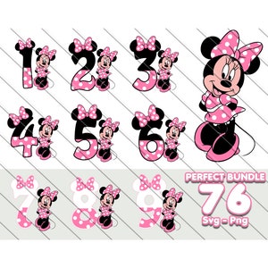 Minnie Mouse chiffres Svg, Png, Minnie Mouse Svg, Svg Minnie Mouse pour Cricut, Minnie Mouse Png, Minnie Mouse rose