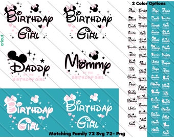 Minnie Mouse Birthday Girl SVG: Matching Family Bundle (Digital Download)