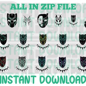 Black Panther silhouette SVG, Wakanda tribe SVG, King T'Challa SVG, Shuri SVG, Nakia SVG, Okoye SVG, Black Panther mask SVG, Panther claw SVG, Wakanda flag SVG, Black Panther character SVG.