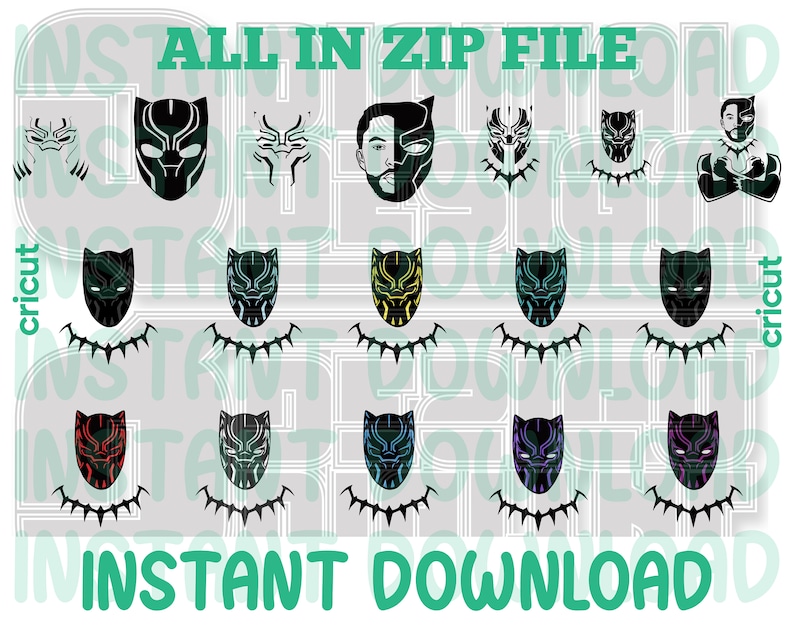 Black Panther silhouette SVG, Wakanda tribe SVG, King T'Challa SVG, Shuri SVG, Nakia SVG, Okoye SVG, Black Panther mask SVG, Panther claw SVG, Wakanda flag SVG, Black Panther character SVG.