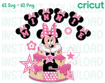 Minnie Mouse Cake Topper SVG: Printable Numbers, Letters, Shapes (Digital Download)