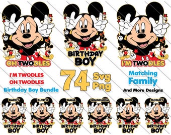 Oh Twodles Birthday SVG Bundle: Matching Family Mickey Mouse 2nd Birthday (Digital Download)