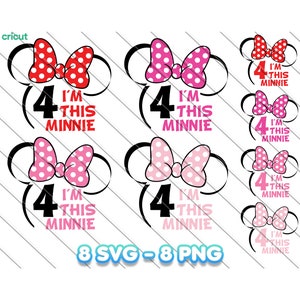 Ik ben deze Minnie Svg, Png, Minnie Mouse Svg, Verjaardag Svg, Minnie Mijn 4e verjaardag Svg, 4e verjaardagsfeestje, Minnie Clip Art, Afbeeldingsbestanden
