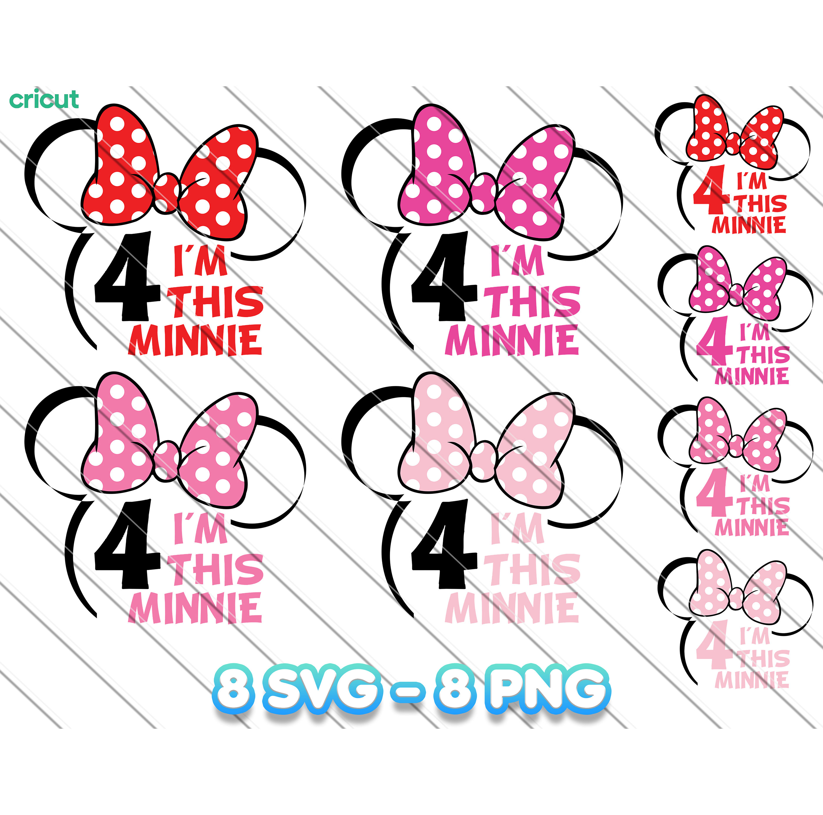 Minnie Mouse 4th Birthday SVG PNG: Girl Birthday Party Clip
