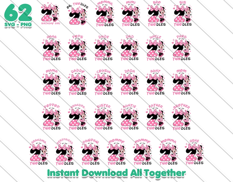 Minnie Oh Twodles, Oh Twodles, Minnie SVG, Oh Twodles SVG, Matching Family, Birthday Bundle, Family Bundle, Birthday Girl Family, baby girl svg, family vacation svg, birthday girl svg, birthday shirt, family members, Minnie Oh Twodles, Oh Twodles,