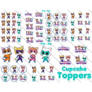 Super Kitties Cupcake Toppers | Instant Download | Printable PNG-JPG Files