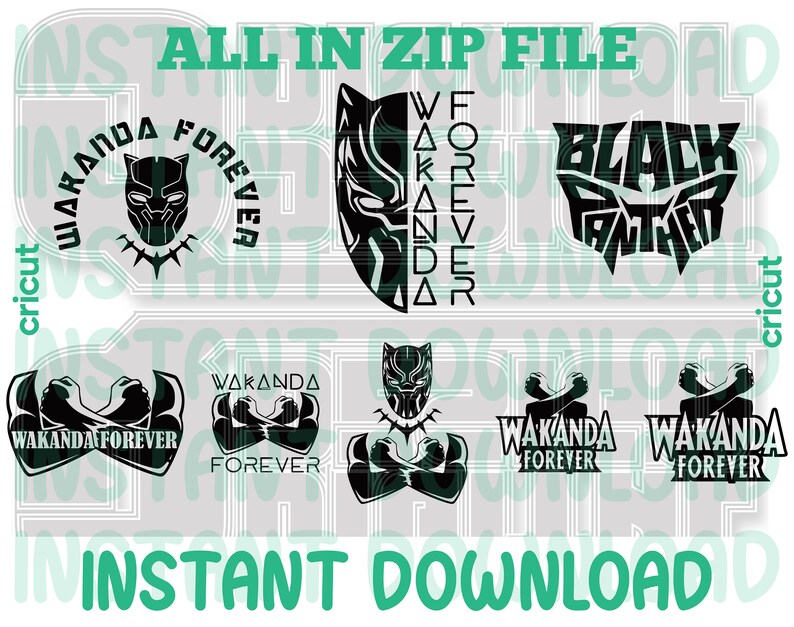 Black Panther silhouette SVG, Wakanda tribe SVG, King T'Challa SVG, Shuri SVG, Nakia SVG, Okoye SVG, Black Panther mask SVG, Panther claw SVG, Wakanda flag SVG, Black Panther character SVG.