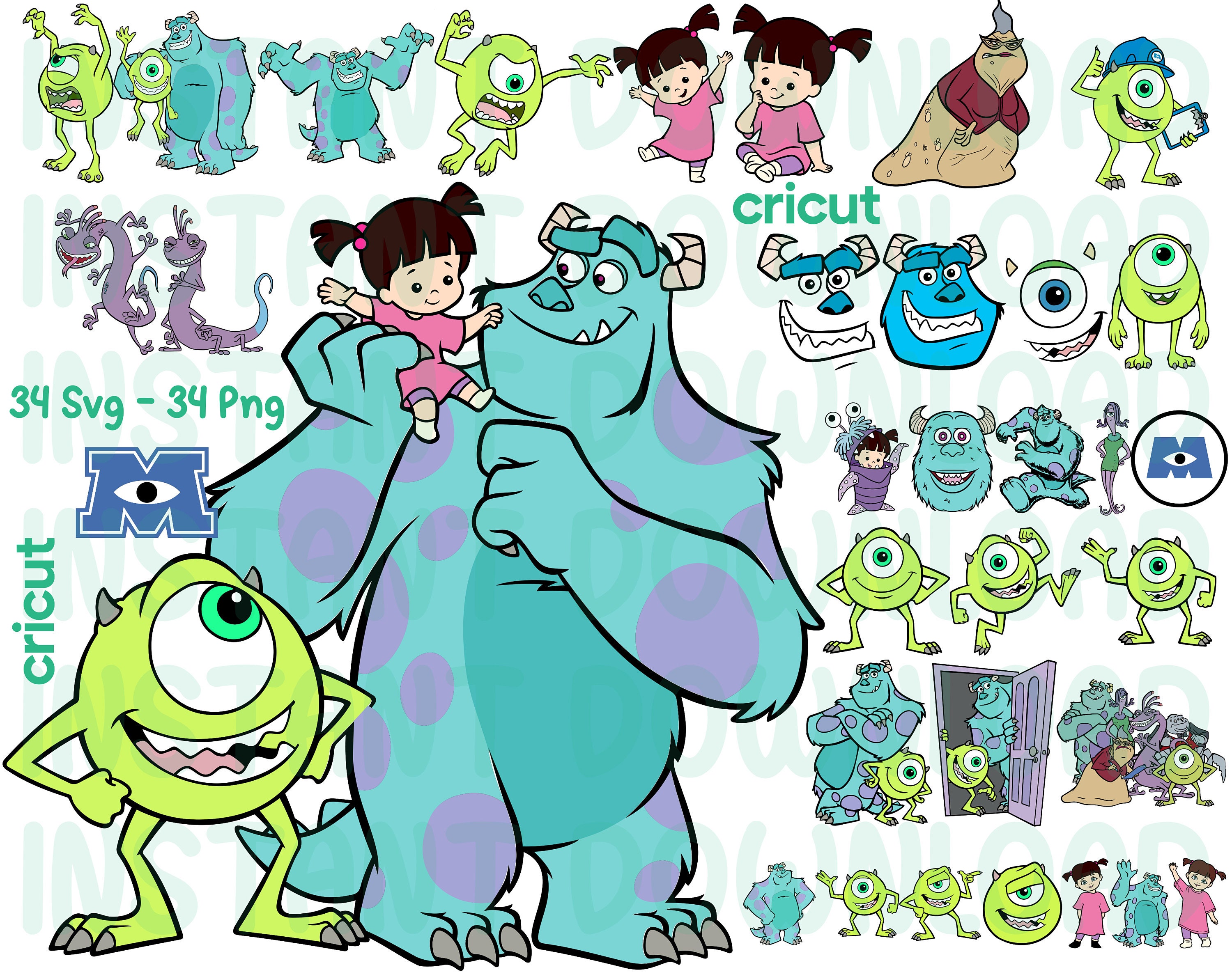 モンスターズ・インク SVG バンドル: サリー、マイク、ブーの