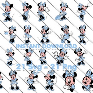 Minnie Mouse Svg, Minnie Mouse For Cricut,  Minnie Mouse Png, Minnie in Blue Dress, Clip Art, Image Files, Minnie birthday, blue Minnie svg, blue Minnie Mouse, birthday svg, Minnie for cricut